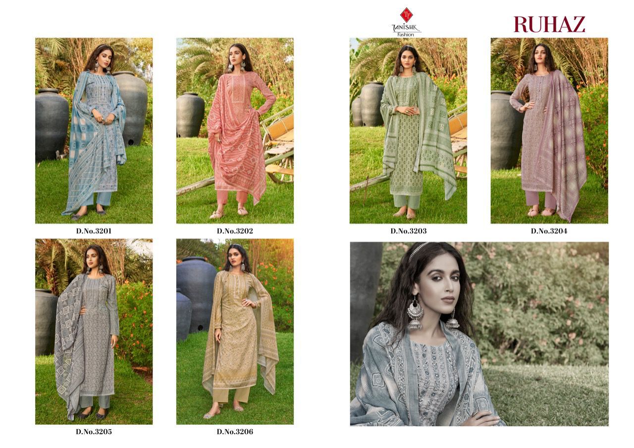 Tanishk Ruhaz Cotton Printed Designer Fancy Wear Ready Made Suit Collection